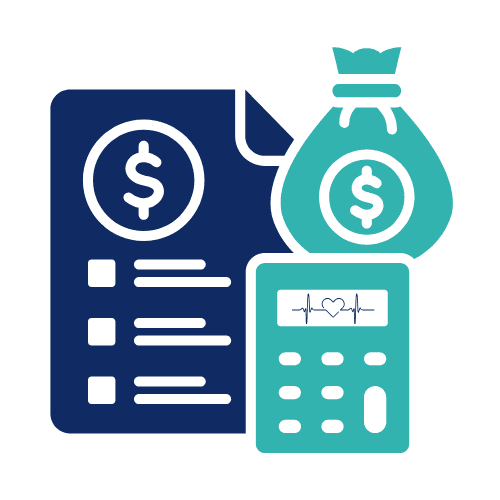 Revenue Cycle Management process chart showing eligibility check, co-pay collection, claim creation, error correction, follow-up, patient payment, statement generation, and analytics for healthcare billing efficiency